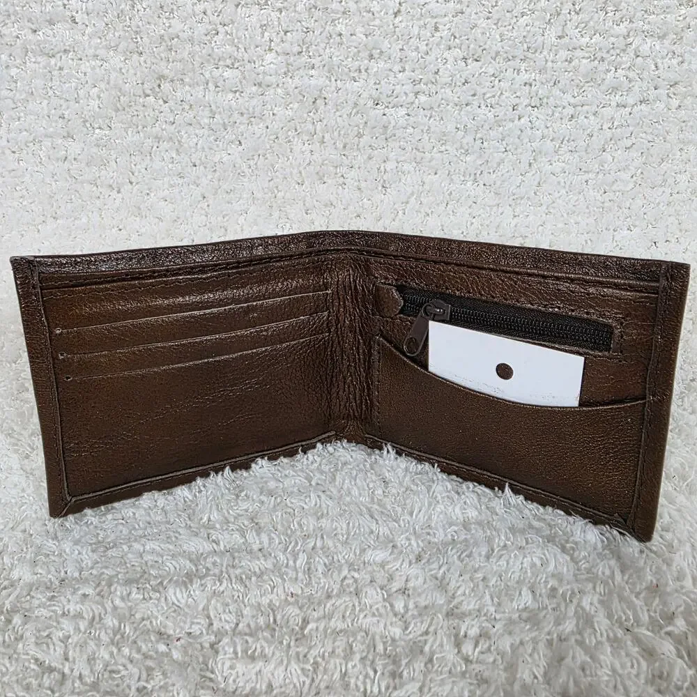 Men's Genuine Leather Bi-Fold Wallet Brown Design Made in Mexico